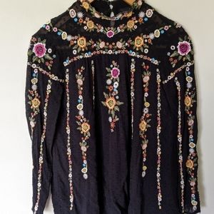 Zara Embroidered Floral Plumetis Tunic